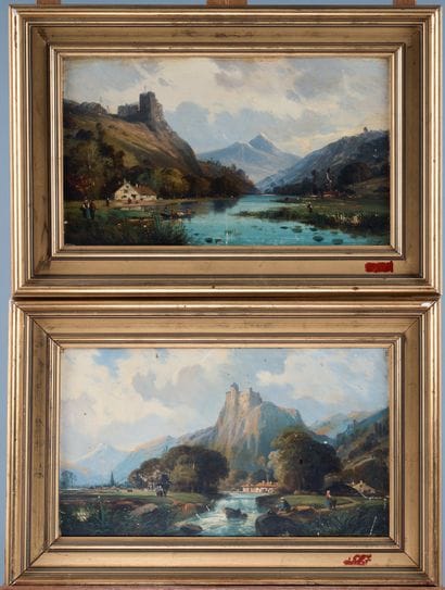 19th century school 
Landscapes of lakes...