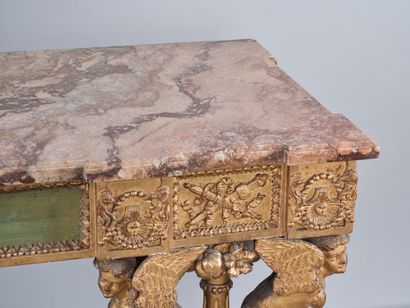 Rectangular console table in richly carved...