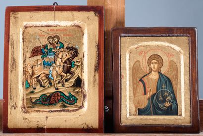 Two icons of Archangel Michael and the two...