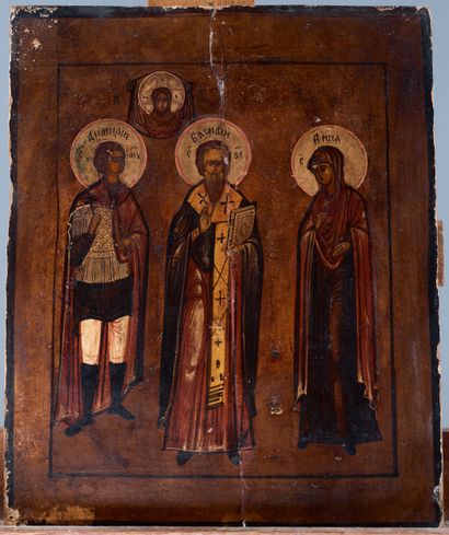 Icon of Saints Dimitri, Vassily and Anna,...