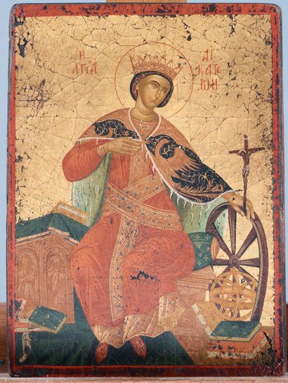 Icon of Saint Catherine.
Tempera on wood.
Greece,...