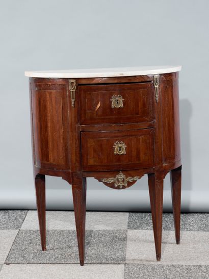 Small half-moon chest of drawers in veneered...