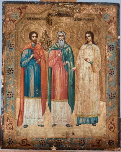 Icon of the three holy martyrs Samon, Guriy...