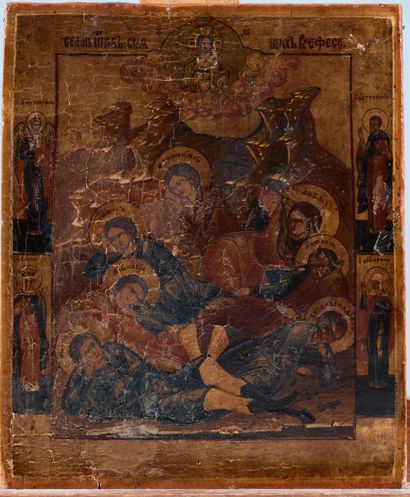 Icon of the Seven Sleepers of Ephesus.
Tempera...