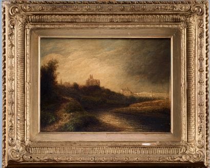 19th century school 
Landscape 
Oil on panel,...