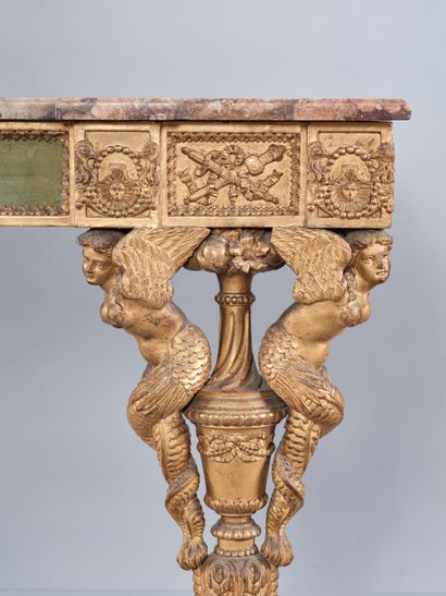 Rectangular console table in richly carved...
