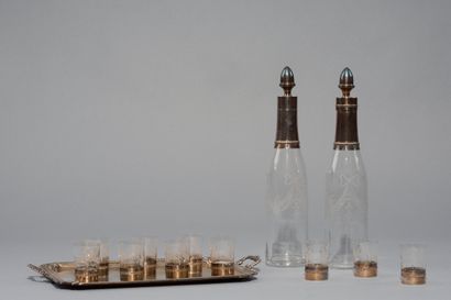 Part of a liqueur service in silver 925 thousandths...