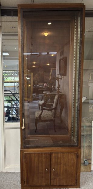 Pair of display cabinets in exotic wood veneer,...