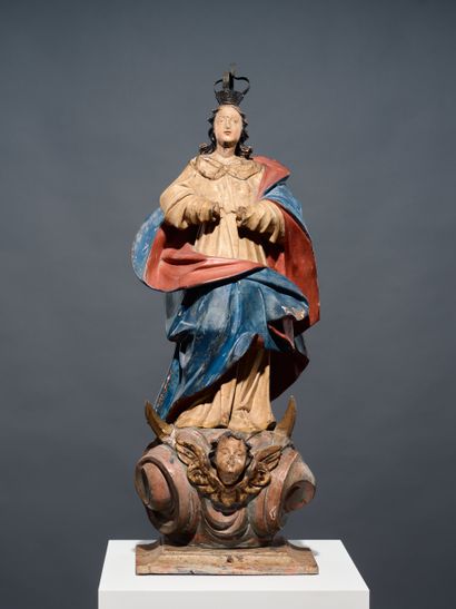 Virgin of the Assumption in polychrome wood...