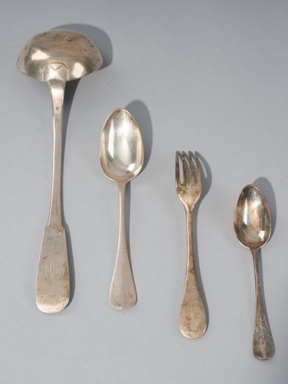 Part of a household set in silver 950 thousandths...