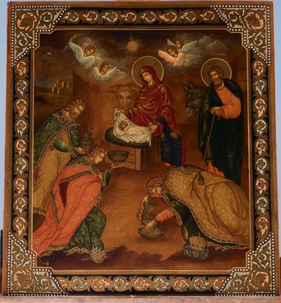 Icon of the Adoration of the Magi.
Tempera...