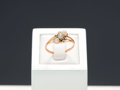 Bague en or rose 18k 750 millièmes ornée...