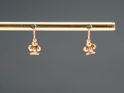 Paire de dormeuses à décor de trèfles ornés...
