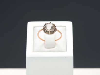 Bague en or jaune 18k 750 millièmes et argent...