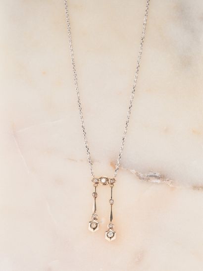 Collier négligé en deux tons d'or jaune et...