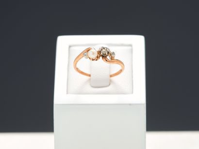 Bague toi et moi en or rose 18k 750 millièmes...