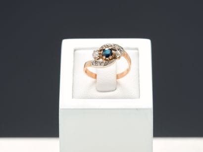 Bague en or rose 18k 750 millièmes et platine...