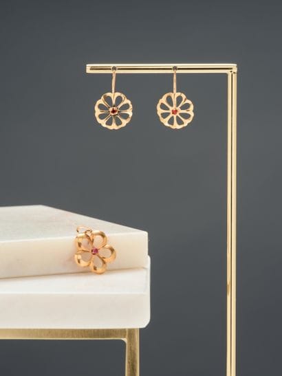 Demi parure en or 18k 750 millièmes et métal...