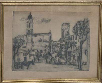 Ecole du XXe siècle 
La Turbie 
Gravure en...