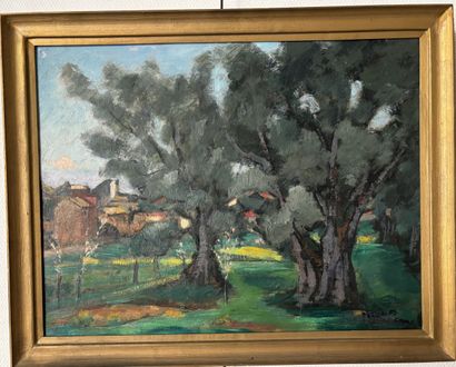Jean PERRET (1910-2003) 
Les oliviers 
Huile...