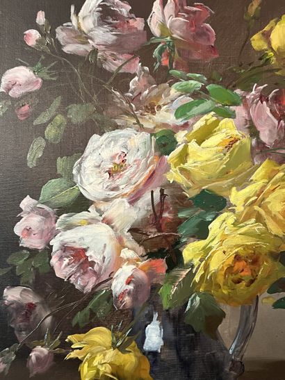 Emile GODCHAUX (1860-1938) 
Bouquet de roses...