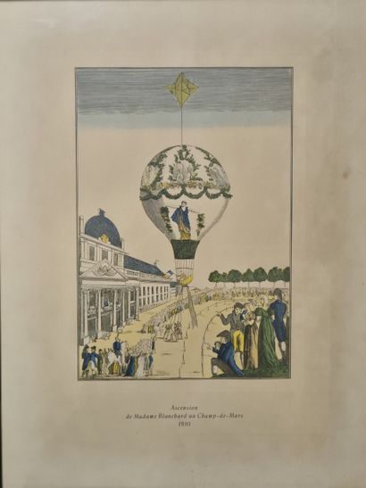 Réunion de 6 gravures en couleurs encadrées...