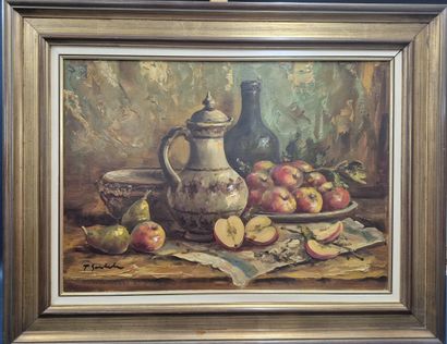 Ecole du XX e siècle
Nature morte aux pommes...