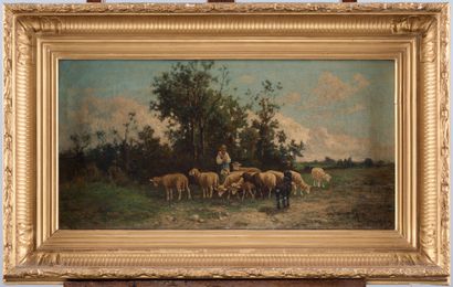 Emile BOUISSON (1830-?) 
Bergère et son troupeau....