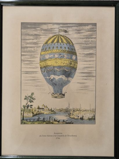 Réunion de 6 gravures en couleurs encadrées...