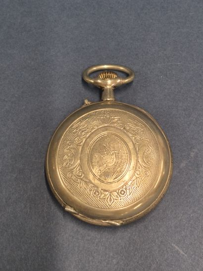 Montre à gousset en argent, le cadran émaillé...