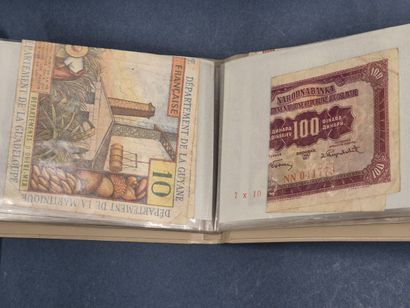 Lot de billets de banque divers dont 1 billet...
