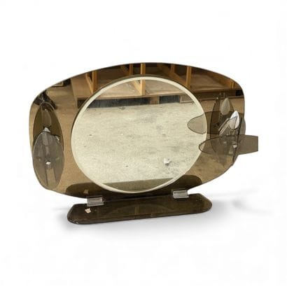 Miroir de toilette en verre fumé centré d'un...