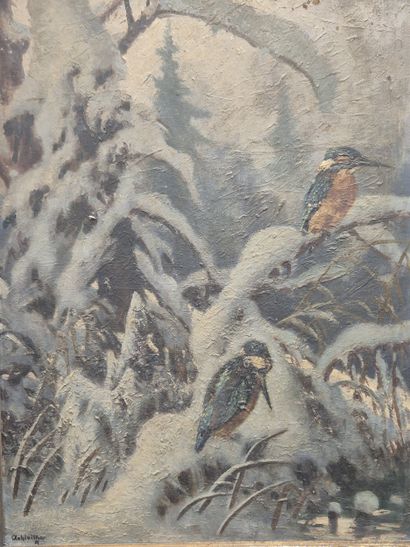 Adolf ACHLEITNER 
Martin pêcheurs 
Huile...