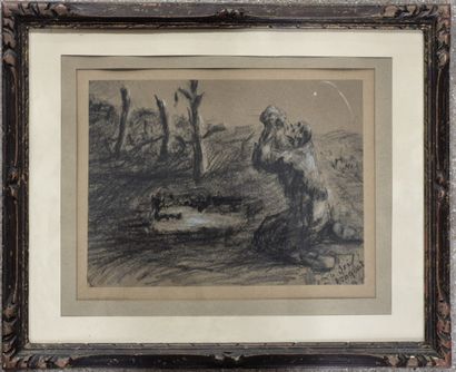 BROQUET Gaston (1880-1947)
La soif 
Fusain...