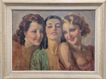 Gaston CORMEUSE
Portrait de trois femmes
Huile...