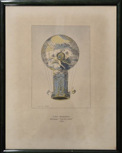 Réunion de 6 gravures en couleurs encadrées...