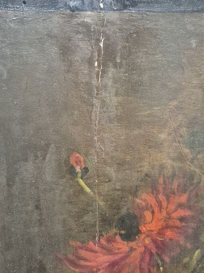 Ecole moderne
Jetée de fleurs 
Huile sur...