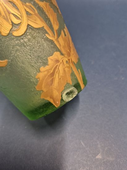 MONTJOYE
Vase en verre teinté vert givré...