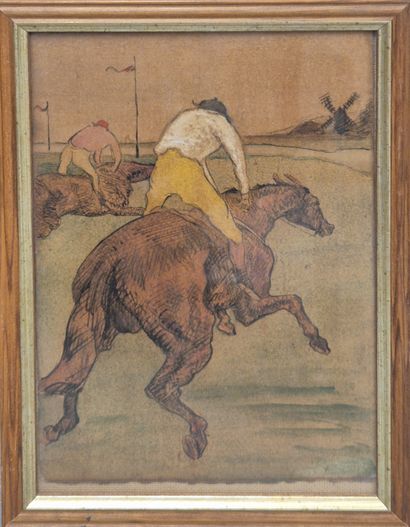 Ecole française du XXe siècle
Les jockeys...