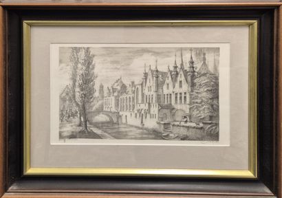 Ecole du XXe siècle 
Bruges
Estampe située...