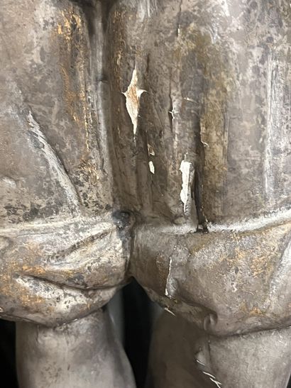 Porte-torchère au nubien en bois peint et...