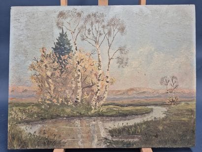 Ecole du XXe siècle 
Le ruisseau 
Huile sur...