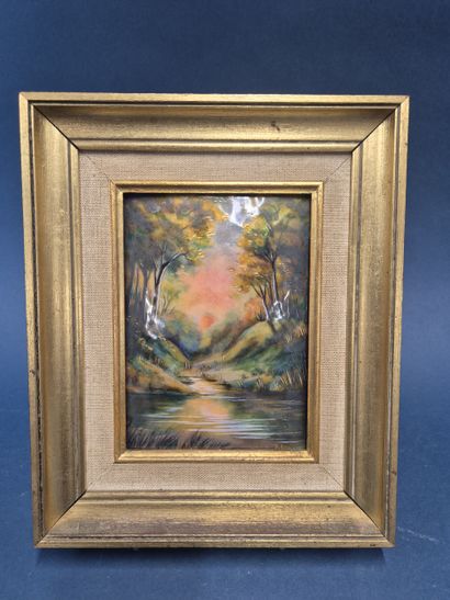 Atelier BONHOMME à Limoges.
Paysage 
Emaux...