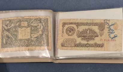 Lot de billets de banque divers dont 1 billet...