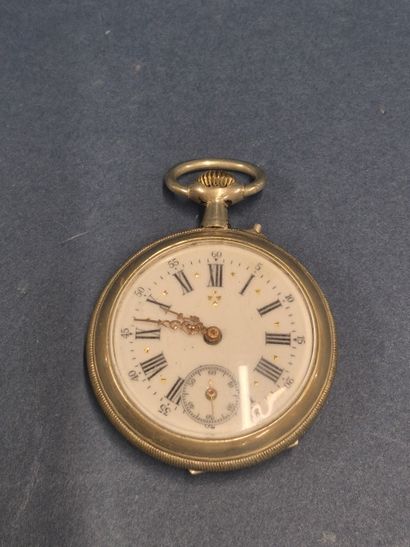 Montre à gousset en argent, le cadran émaillé...