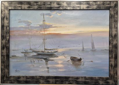 VERNIER (XXe siècle)
Marine
Huile sur toile
Signée...