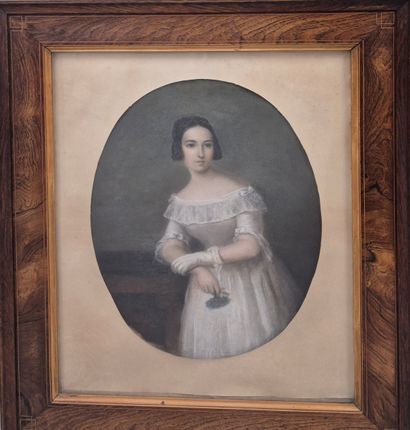 Ecole du XIXe siècle 
Jeune fille en robe...