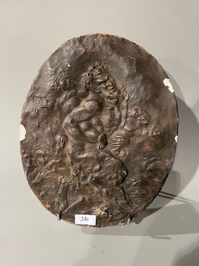 Low relief with dark patina terracotta decoration...