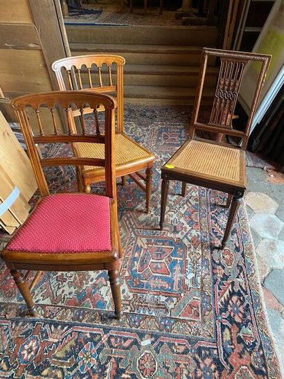 A SUITE OF 3 OPENWORK CHAIRS IN NATURAL MOLDED...