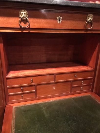 Mahogany and mahogany veneer secretary with...